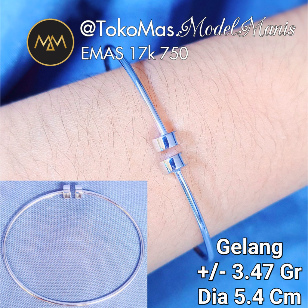 Gelang Ring Tinju Emas Putih 750 Kadar 17k