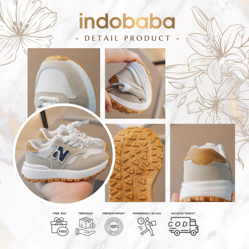 indobaba Sepatu Anak Perempuan Sneakers Anak Import Sintetis Usia 1-5 Tahun S162