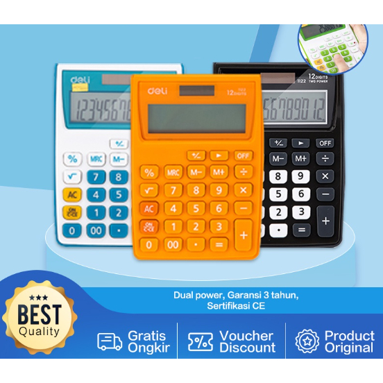 

Deli Kalkulator Portabel 12 Digit Garansi 3 Tahun Layar Besar E1122
