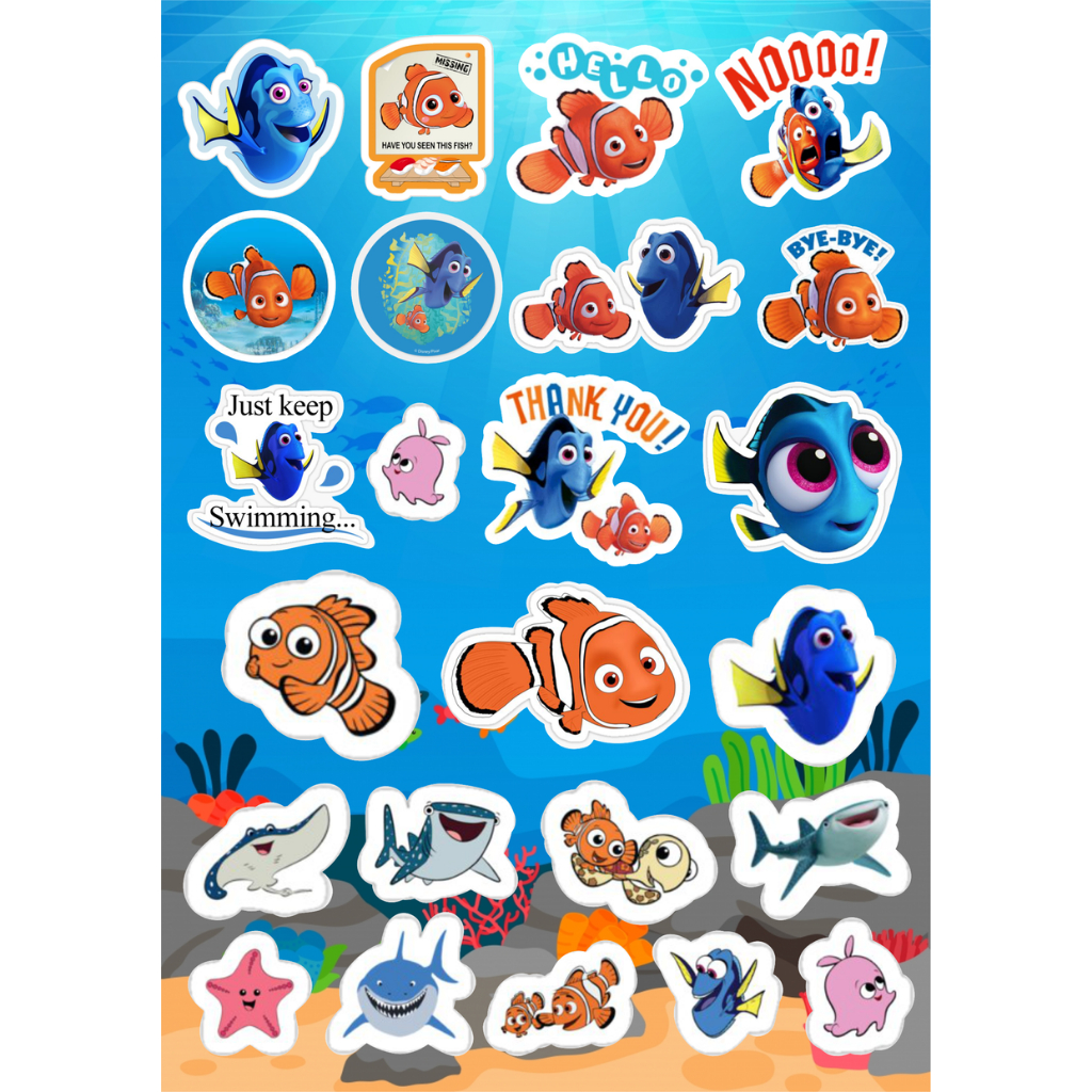 

Sticker Gambar FINDING NEMO & DORY Stiker Vinyl Laminasi Glossy KISS Cut / DIE Cut