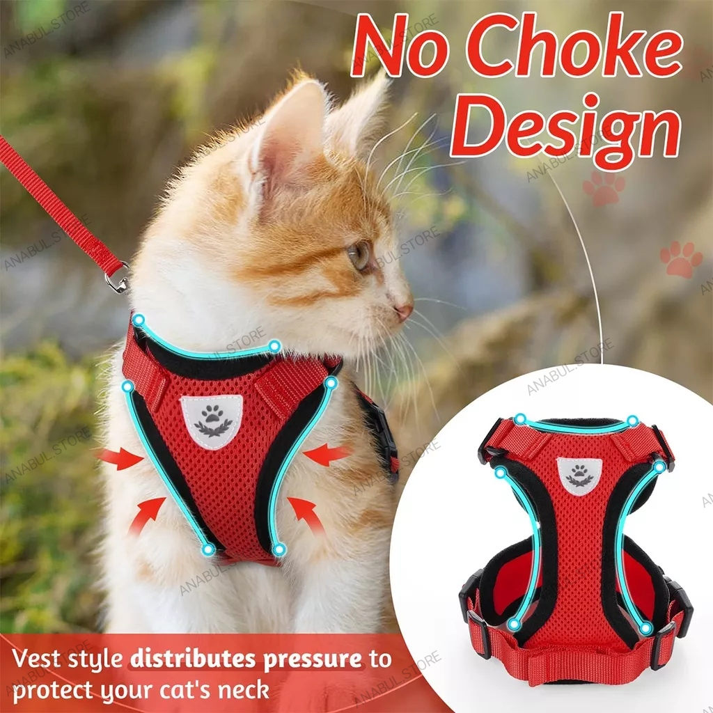 Rompi kucing rompi harnes + tali tuntun harness rompi tali rompi bernafas