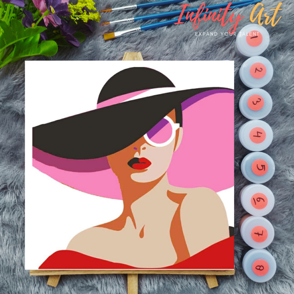 

Paint by Number Wanita Cantik Woman Strong Hebat Kuat - DIY Kit Melukis Kanvas 20x20 cm Lengkap Frame - Siap Lukis / Canvas Painting Kit