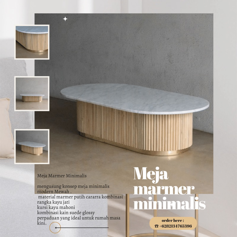 meja tamu marmer minimalis asli kombinasi rangka kayu solid berkualitas lanawooden.id set meja tamu 