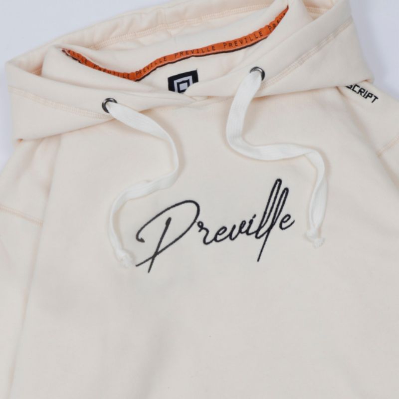 SWEATER HOODIE PREVILLE SUBSCRIPT CREAM BORDIR