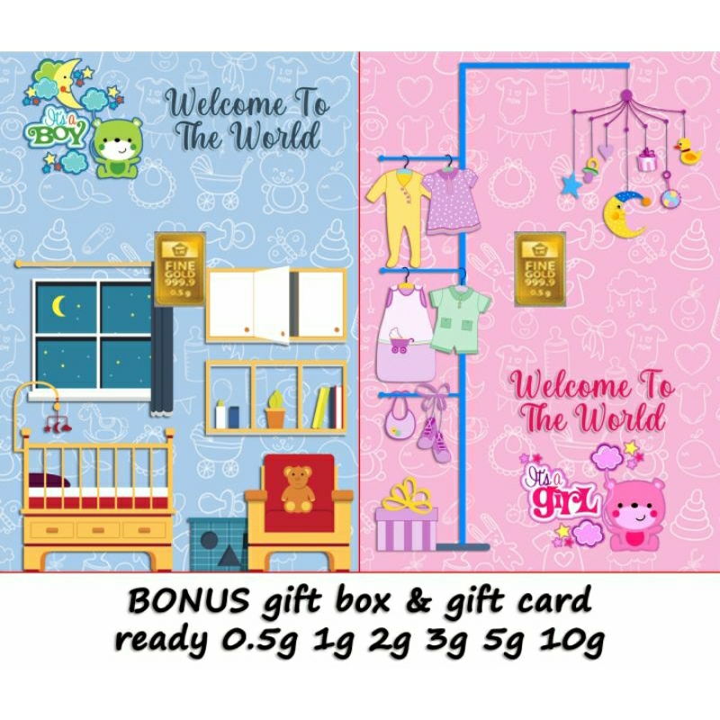 Logam Mulia Emas ANTAM Welcome Baby Boy Girl Gift Series Custom Certicard Certieye