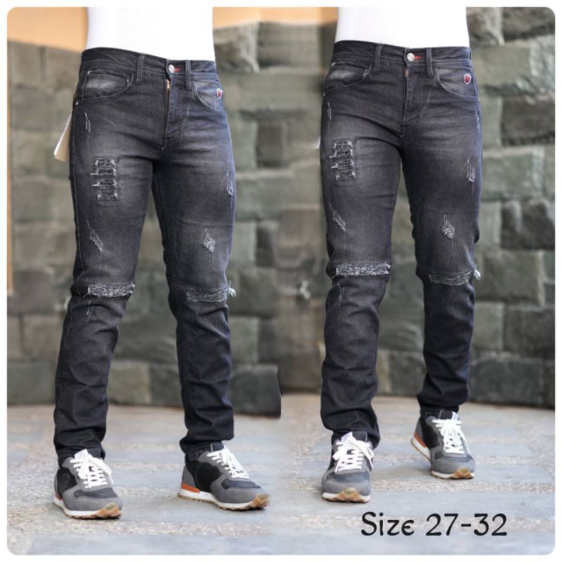 Celana Pria Jeans Ripped Sobek Puring Handmade