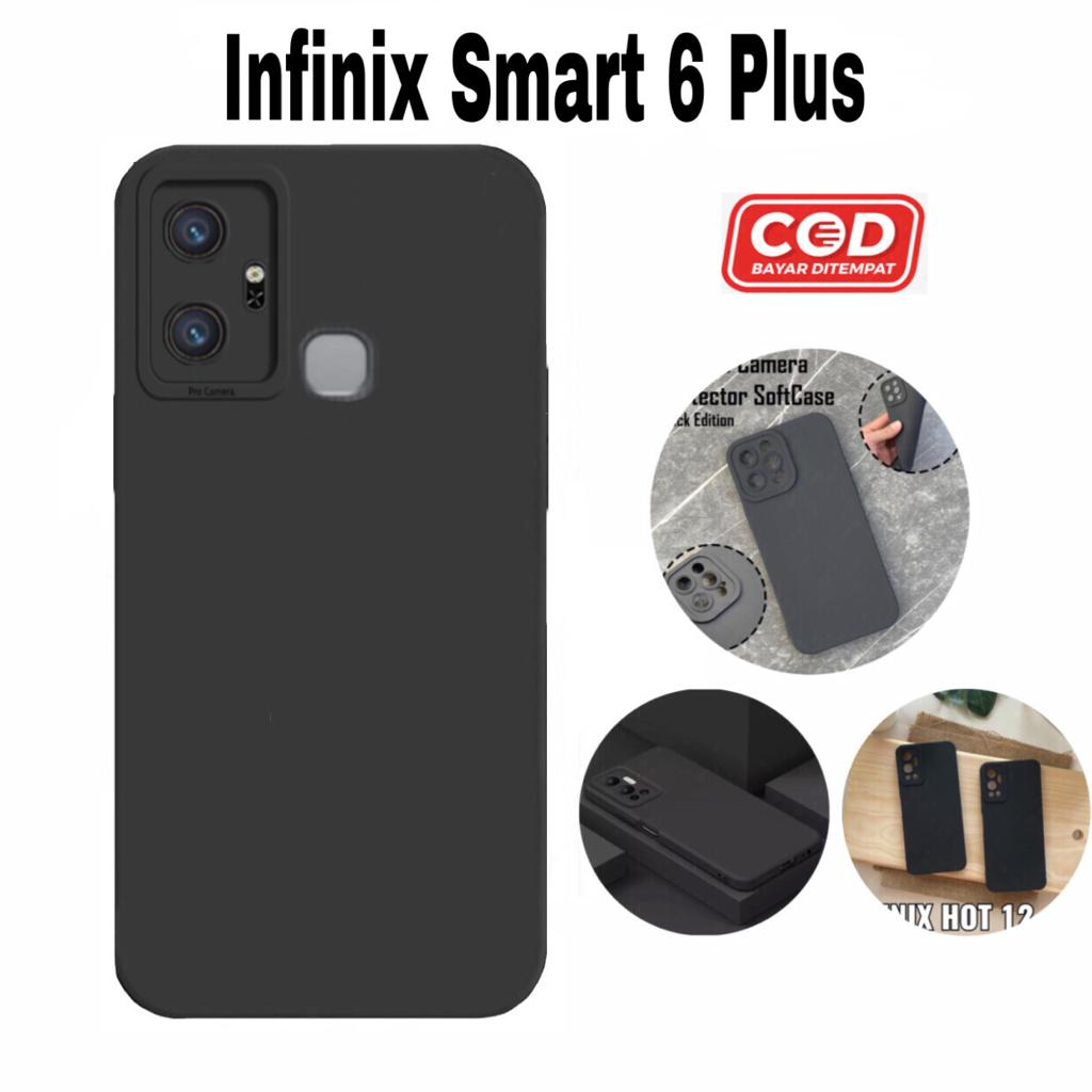 Casing INFINIX Smart 6 Plus Real Liquid Square High Quality Premium Soft Case Hitam Polos