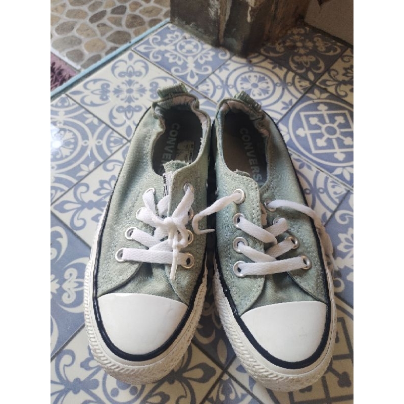 preloved sepatu Converse slip-on warna hijau Sage size 35 (22cm)