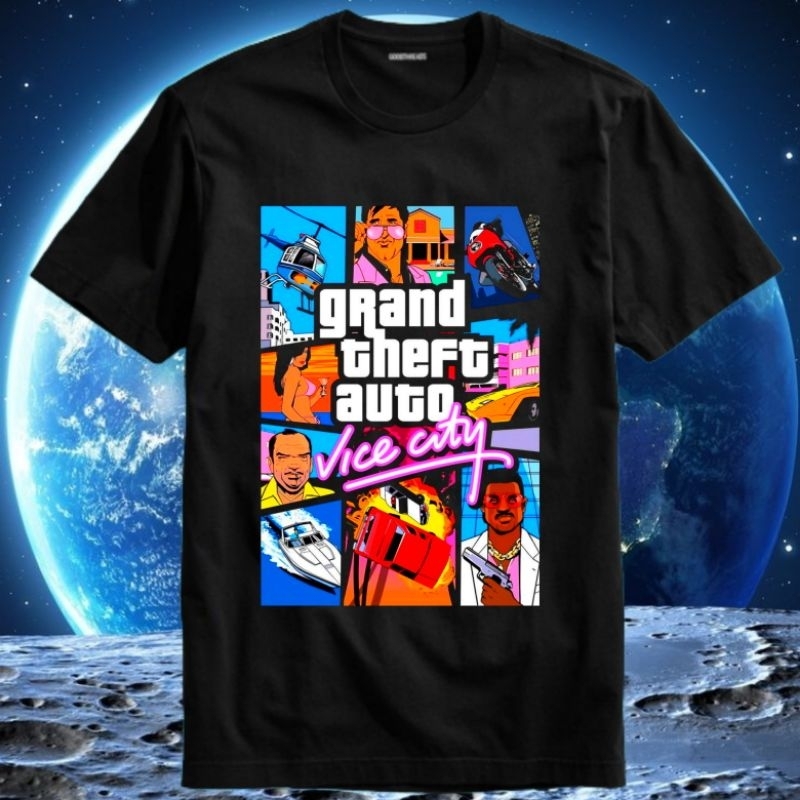 Baju Kaos Tshirt T Shirt Pria Laki Cowok Cewek Perempuan Unisex Game Ps2 PS2 PS 2 GTA Grand Theft Au