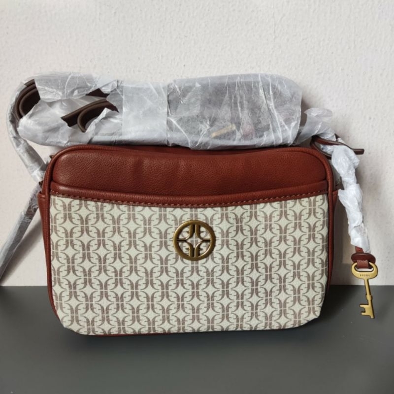 Fossil Brennon camera bag taupe tan