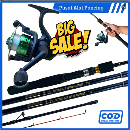 Paket Set Joran Pancing Spinning HC001 1.10M 1.25M Reel Pancing Series BH200 Spinning Rod Sudah Termasuk Senar Pancing