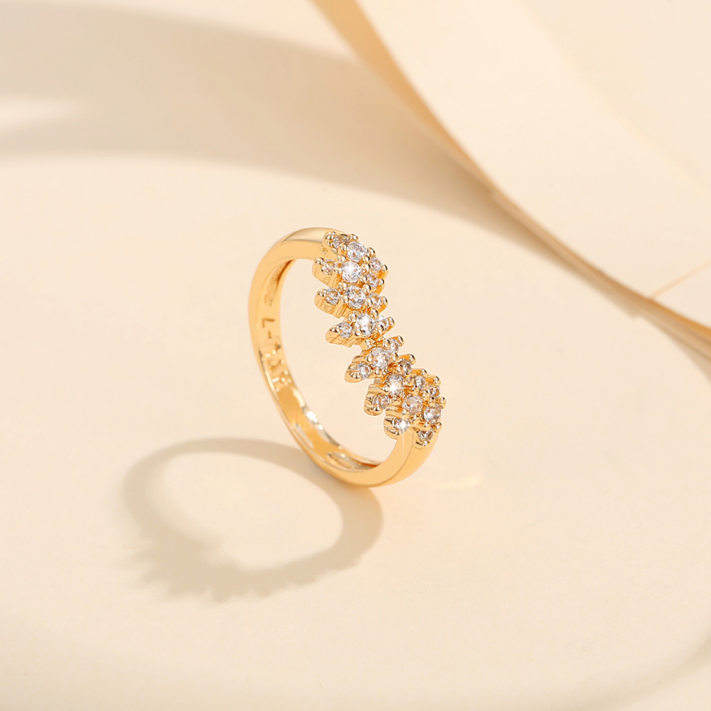 Y150 【Barang spot】Cincin Titanium Wanita Fuji Fashion Perhiasan Emas Aksesoris Berlian Anti Karat Fashion