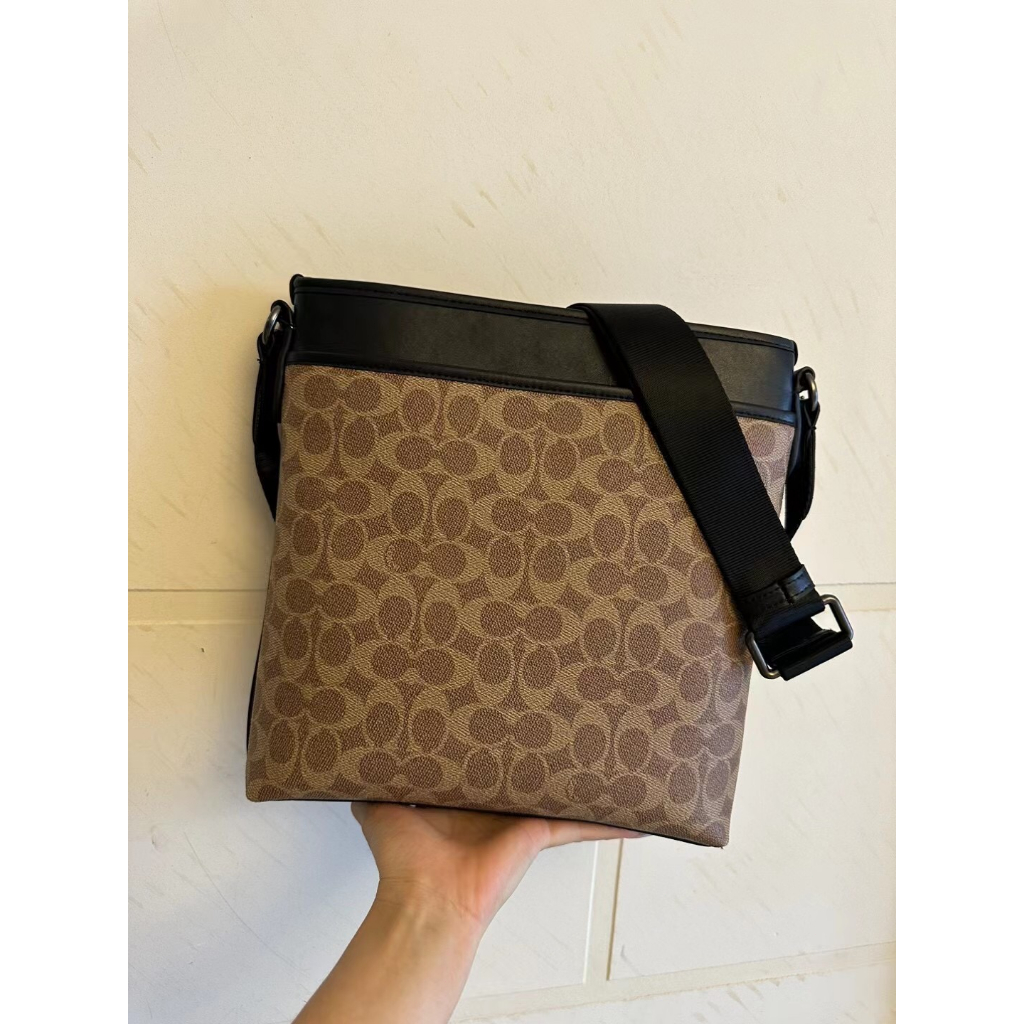 Coach original  110 CC111 men's classic logo canvas GOTHAM slim messenger bag shoulder bag Messenger bag  111