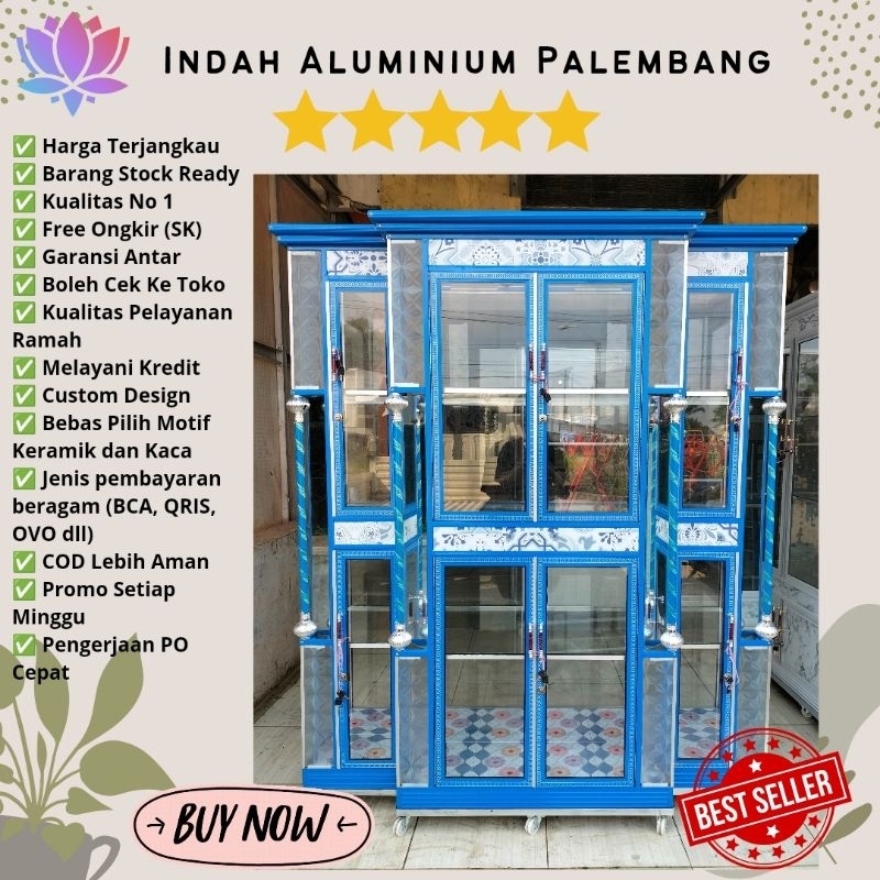 LEMARI HIAS 4 PINTU ALUMINIUM MURAH PALEMBANG