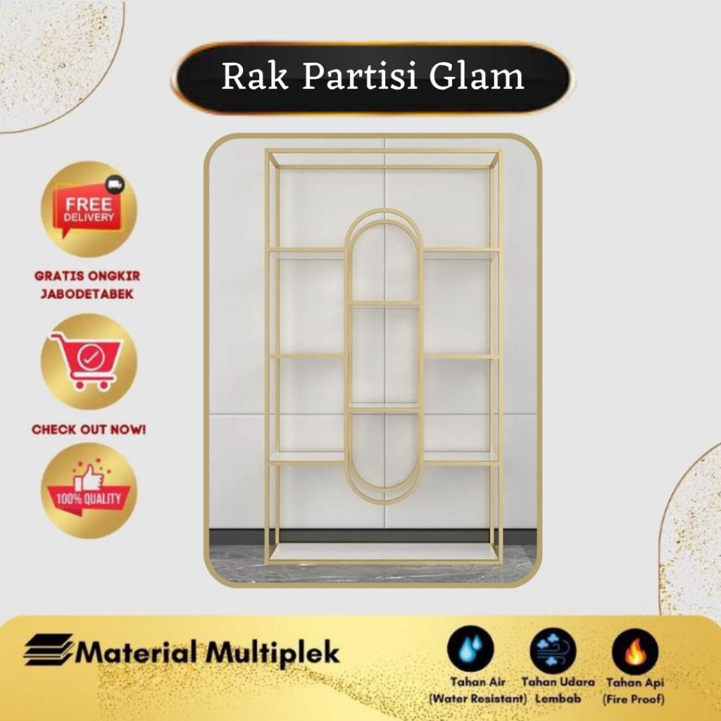 [R244] Rak Partisi Multifungsi Gold Dekorasi Ruangan Aesthetic