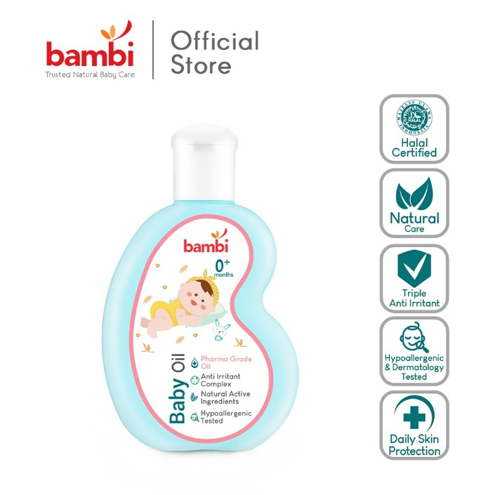 Bambi Baby Oil With Chamomile &amp; Anti Irritant Complex 100ml / Minyak Pijat Bayi CBKS