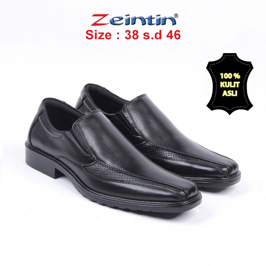 Zeintin - Sepatu Pantofel Sepatu Kulit Fantofel Pria Sepatu Formal Kuliah Kerja Kantor AJ Sepatu Pantofel Hitam Pria Formal Kantor Leather Swedian Premium