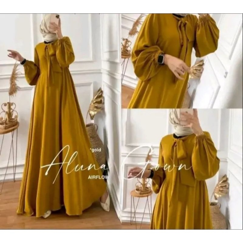 ALUNA GROW DRESS CRINCLE // GAMIS MUSLIMAH CRINCLE AIRFLOW