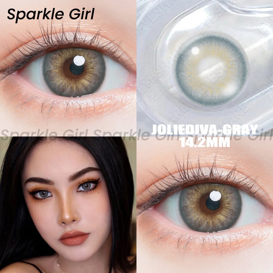 Softlens JOLIEDIVA 1pasang Soft Softlen Contact Lens Big Eye 14.2mm Gray Warna Soflent Soflen