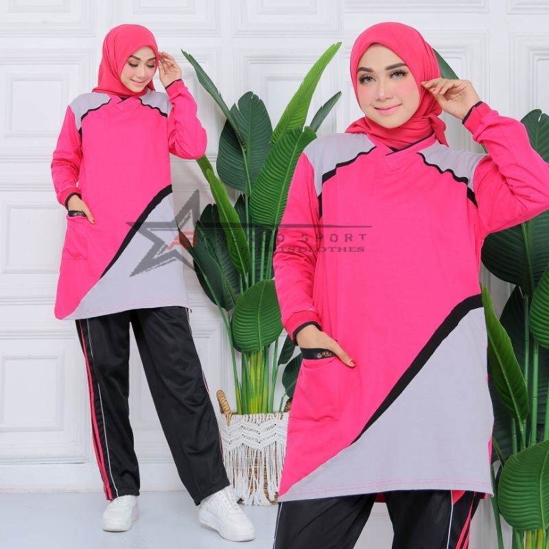 Setelan Senam/Setelan Senam Wanita/ Baju Olahraga tunik seragam olahraga kelompok senam