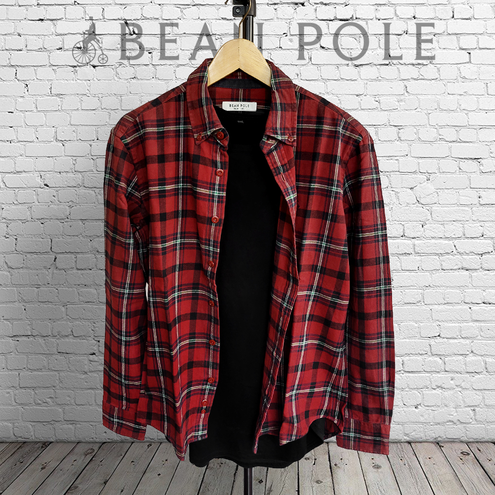 Flannel Bean Pole Original Korea Kemeja Flanel - M