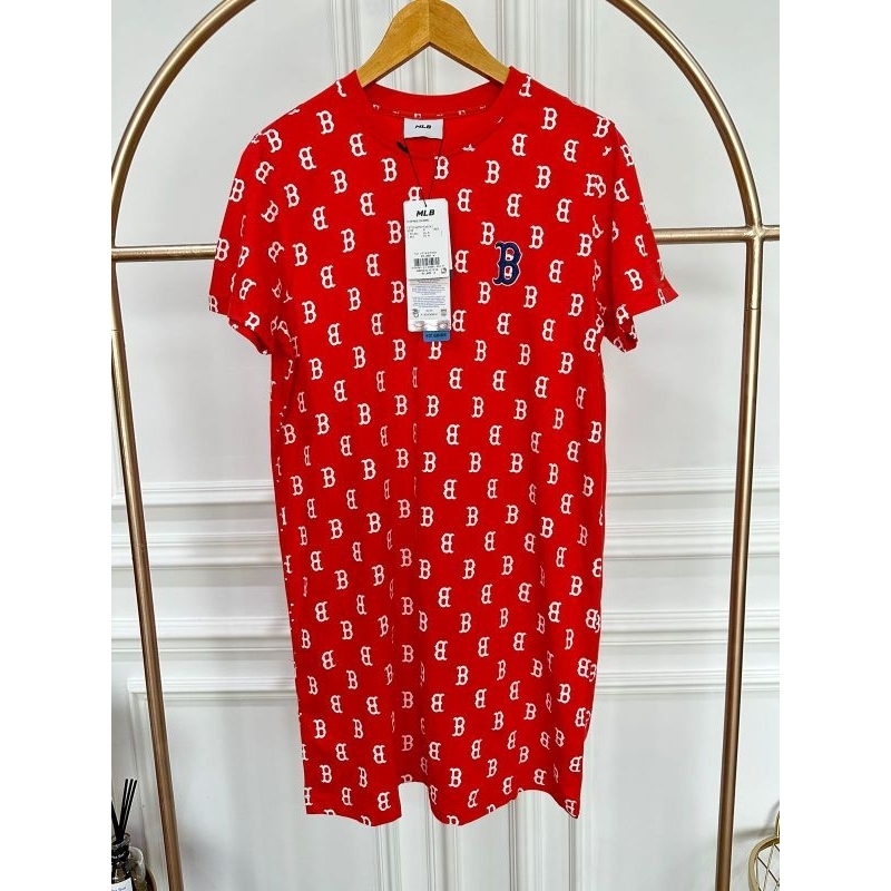 MLB logo cotton shirt dress