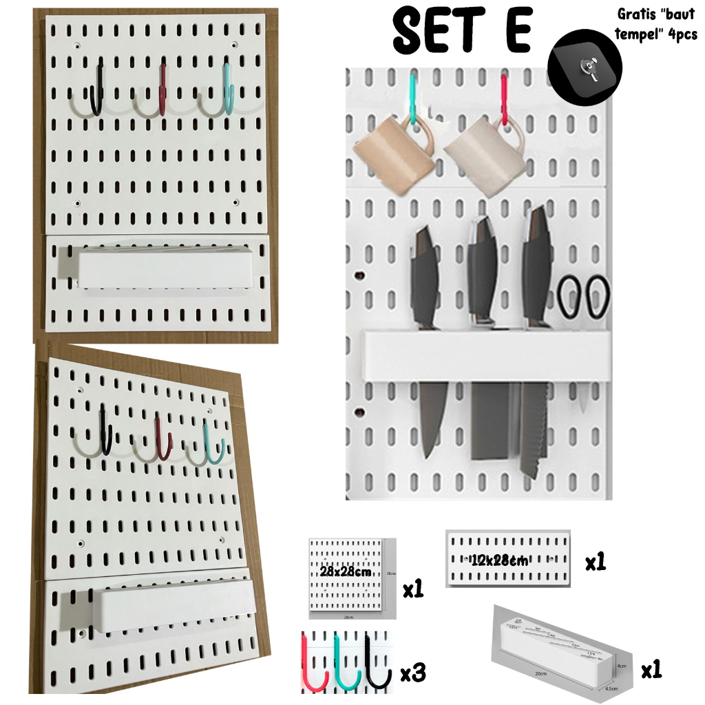 Pagboard Page Hole Board Parts Rak Gantung Dinding Papan Berlubang Household Kitchen Storage Fun Organization Home Decor