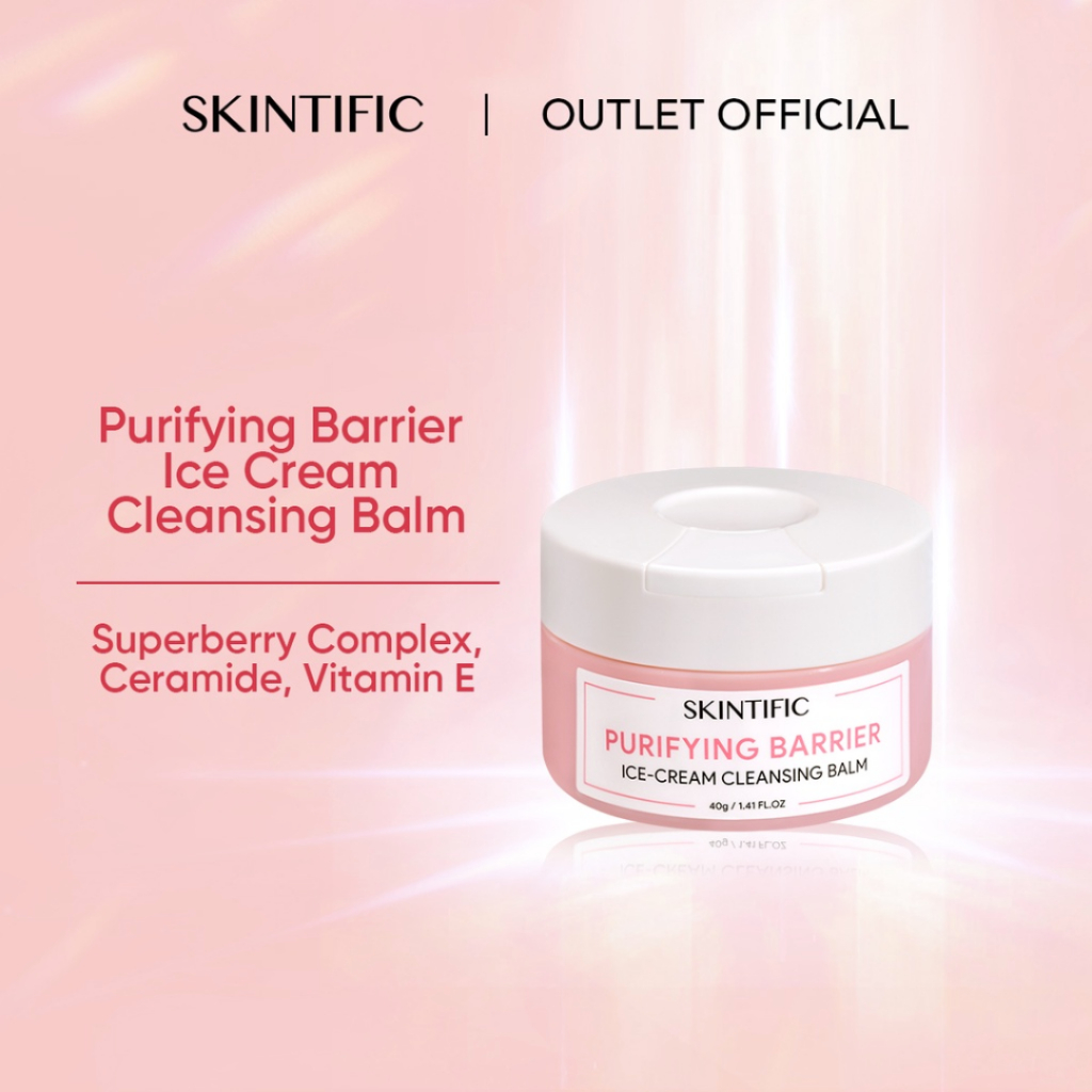 SKINTIFIC Cleansing Balm Make Up Remover 40g Purifying Barrier Ice Cream Pembersih Makeup Muka Cosmetics Oil Cleanser (100% ORIGINAL &amp; BPOM)