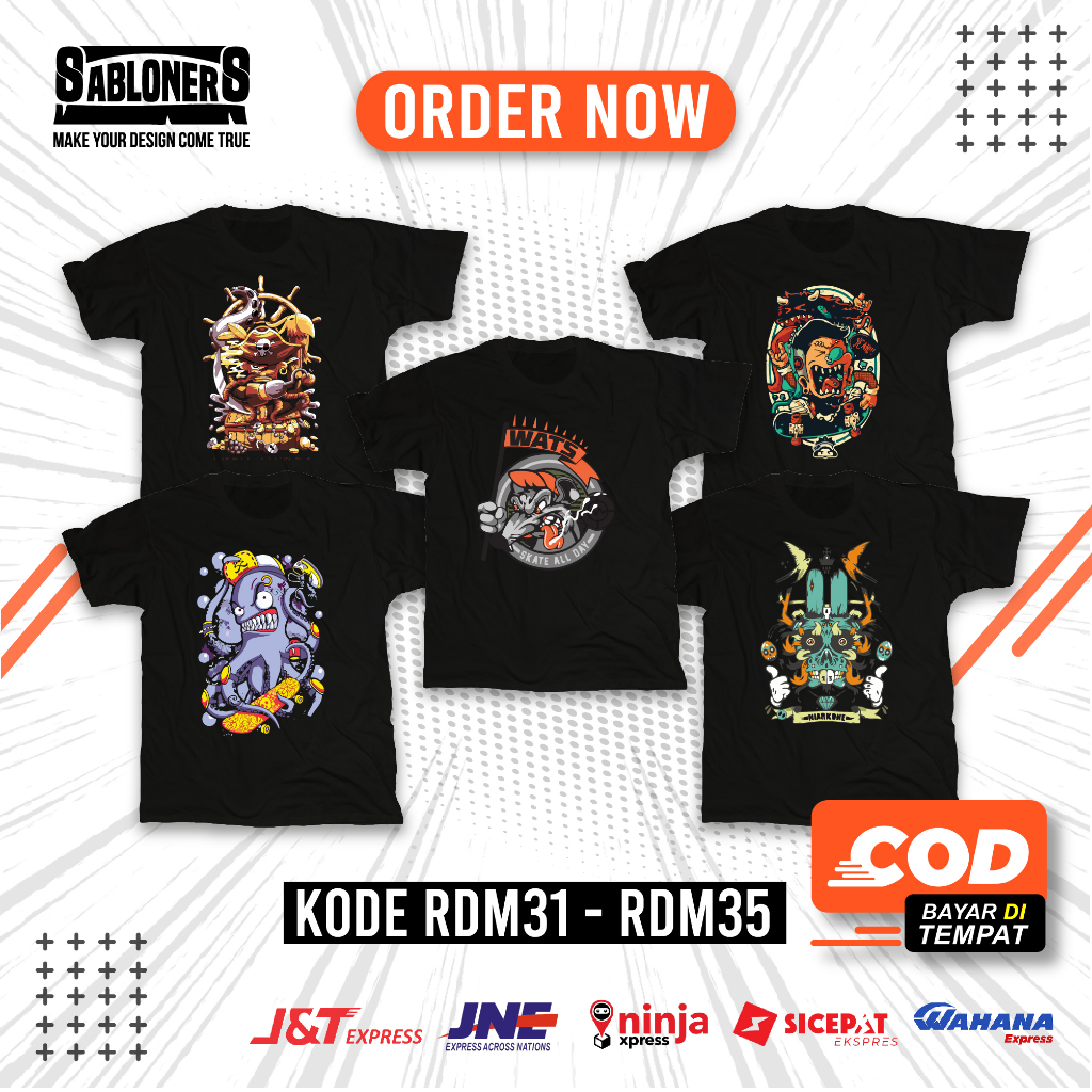 RDM31-RDM35 Kaos Unik | Kaos Keren | Kaos Kekinian Cotton Combed 30s