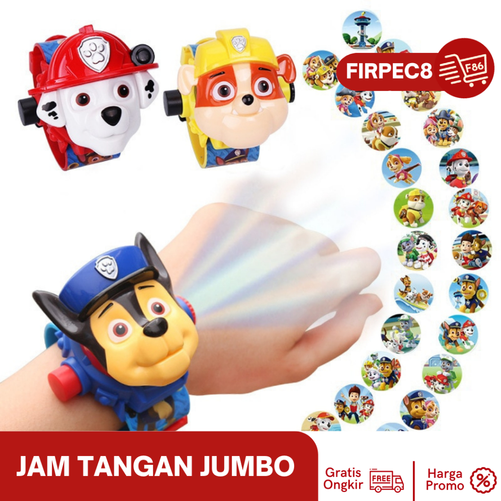 JAM TANGAN ANAK KARAKTER PAW PATROL RUBBLE ANAK LAKI LAKI PROYEKTOR | JAM TANGAN ANAK LASER