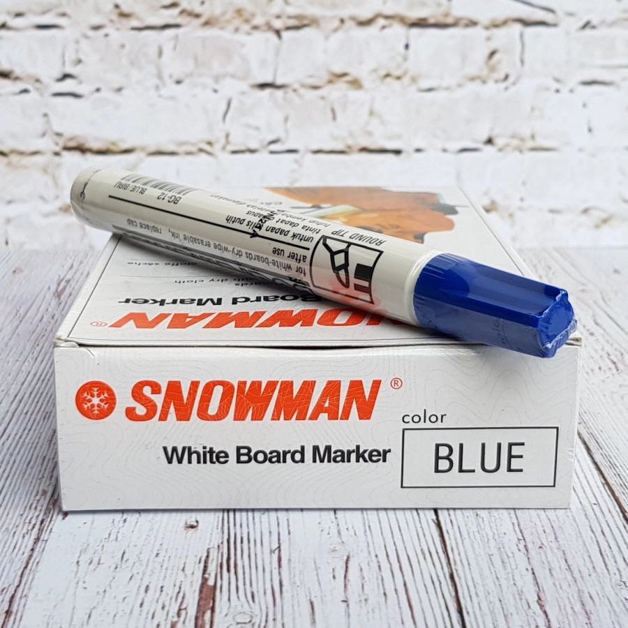 SATUAN Spidol SNOWMAN BG12 White Board Hitam Black Marker Papan Tulis Warna Perlengkapan Peralatan Alat Tulis Tools Stuff Office Sekolah School Kantor Writing Menulis Stationery Color Mudah Kering Fast Instant Dry Murah Tinta Grosir Prakarya Malang