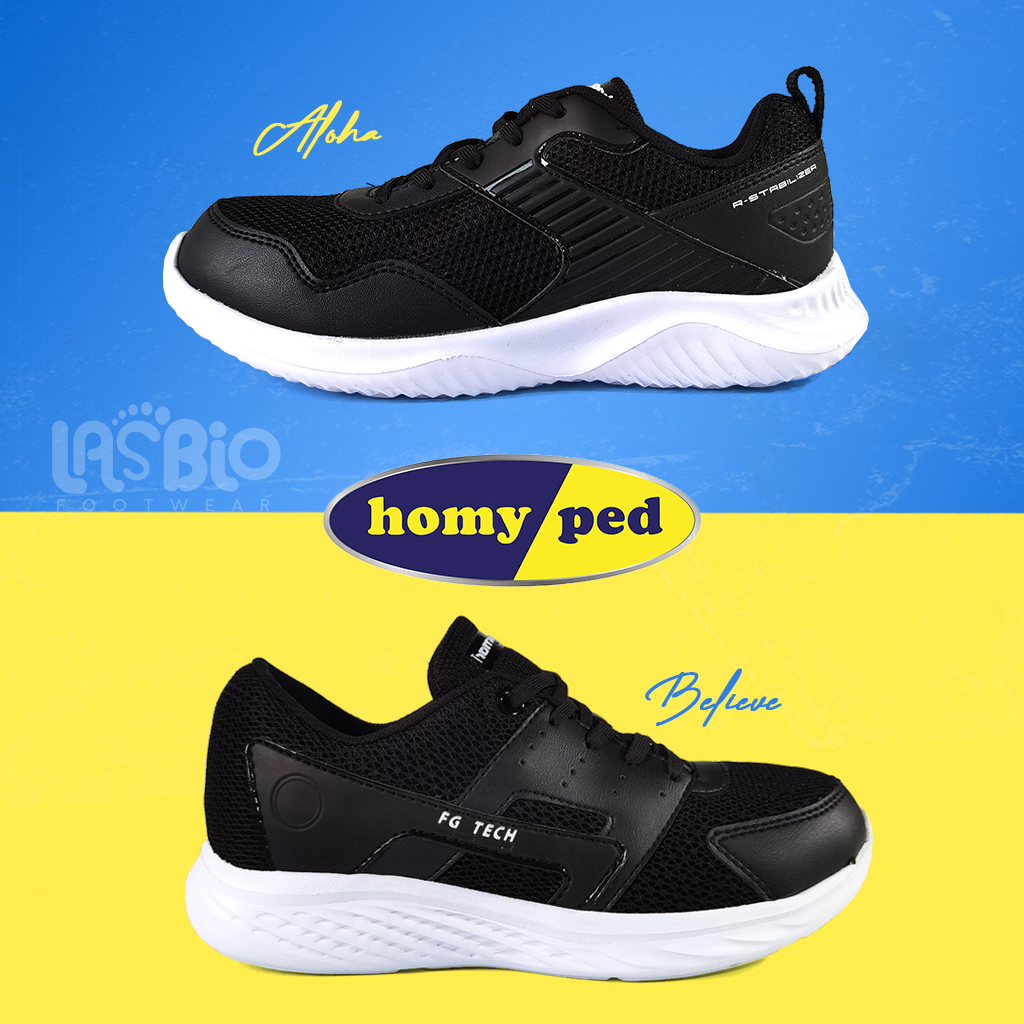 Homyped Sepatu Sneakers Sekolah Anak Remaja Hitam Putih