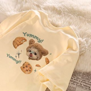 Raglan T Shirt Puppies And Desserts Kaos Oversize Baju Korean Style Wanita Ootd Atasan Wanita Kekinian Fashion