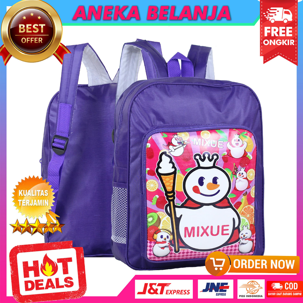 Tas Sekolah Anak Karakter Mixue Ungu Terbaru Bacpack Anak Mixue Pink PAUD TK SD Kekinian Bahan Kuat Awet Ransel Anak Fashionable Ngaji LES TPQ Trendy Murah Tas Punggung Anak Impor Hangout Outdoor Lucu Terlaris Tas Gendong Anak Viral Berkualitas Premium