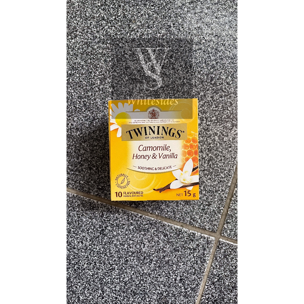 

Camomile Honey & Vanilla - 10 Tea Bags Twinnings Twinings Australian Afternoon Pure Spearmint Spiced Apple Chai Cranberry & Pomegranate Darjeeling English Breakfast Extra Strong Green Tea Jasmine Mint Lemon Twist Ginger Strawberry Raspberry Loganberry