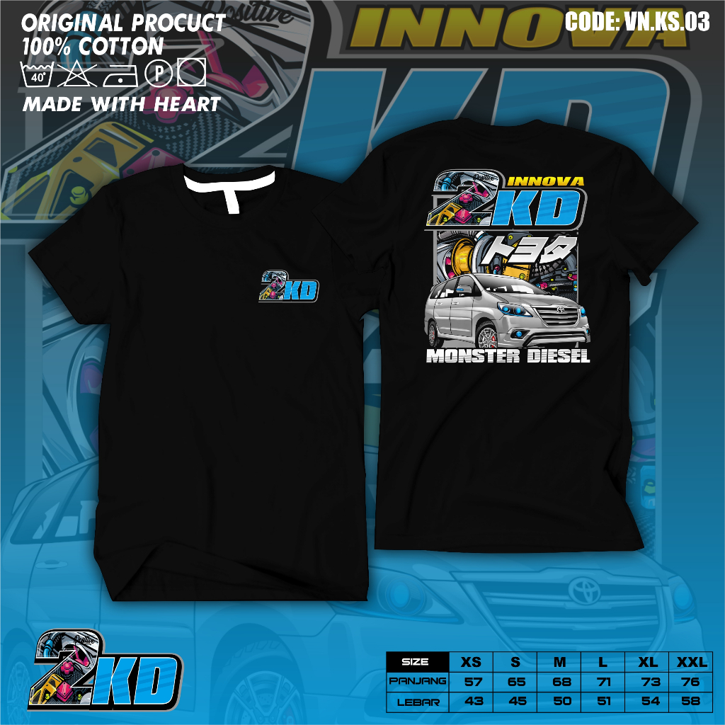 Kaos Racing  INNOVA 2KD Baju Distro Pria INNOVA 2KD T-Shirt Otomotif INNOVA
