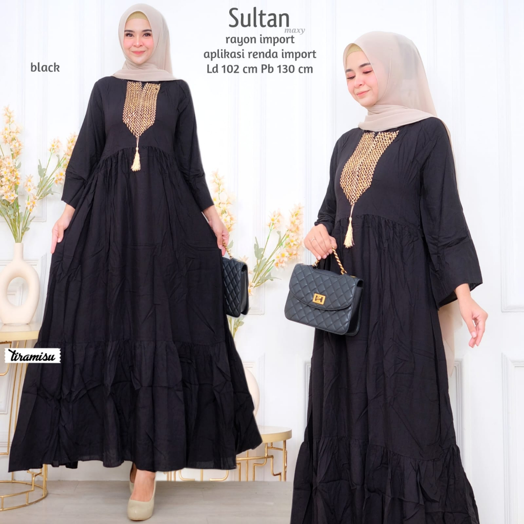 SULTAN DRESS / 23.9 / BAHAN RAYON PREMIUM / LD 102 CM / PB 130 CM / ALLSIZE JUMBO / FIT TO XL / TIRAMISU