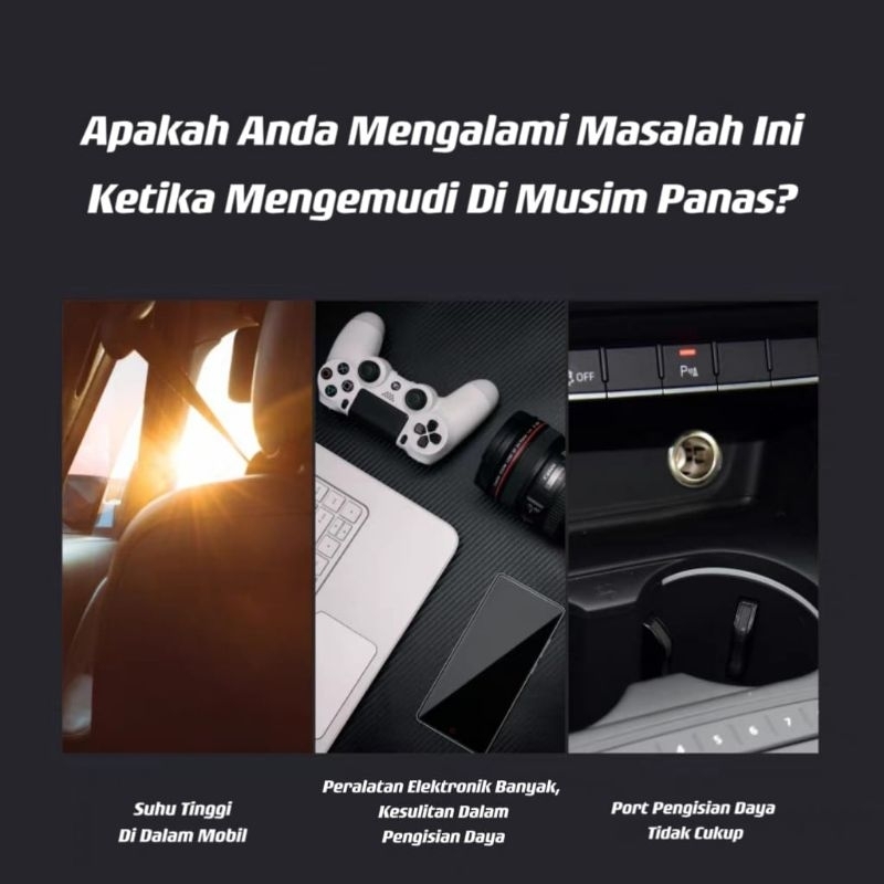 Kipas Angin Mobil 2 Kipas 12V 24V / Kipas Angin Mobil 12 Volt 24 Volt Dengan 2 USB Port + HP Holder⭐ IndoStar ⭐