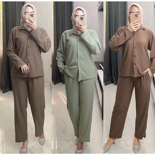 IZANY Setelan Kemeja Panjang / PP KNIT Lengan panjang New Arivval