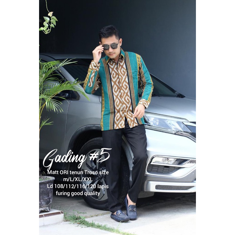 Kemeja batik tenun pria lengan panjang full furing kekinian baju tenun pria modern lengan panjang as