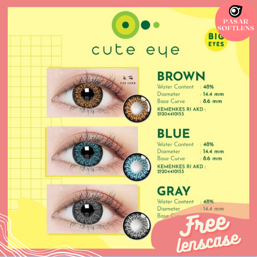 SOFTLENS CUTE EYE NORMAL by IRIS LAB DIA 14.4MM FREE LENSCASE