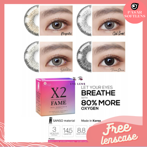 SOFTLENS X2 FAME INUL DARATISTA MINUS -3.25 sd -6.00 FREE LENSCASE DIA 14.5MM GODDESS CLEOPATRA GIRLBOSS PRIMA DONNA BY EXOTICON / Softlen Soflen Soflens