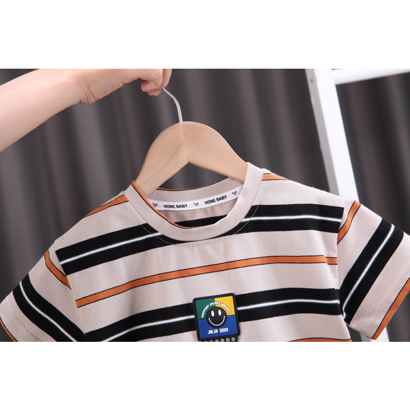 Setelan anak baby laki laki usia 6 bulan - 5 tahun Motif Garis Coklat Hitam lucu ala korea