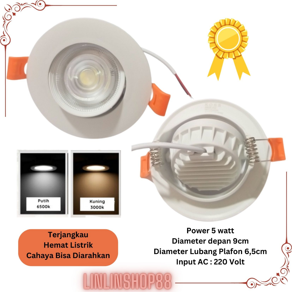 Lampu Downlight Spotlight LED 5 Watt 220V Wall Washer