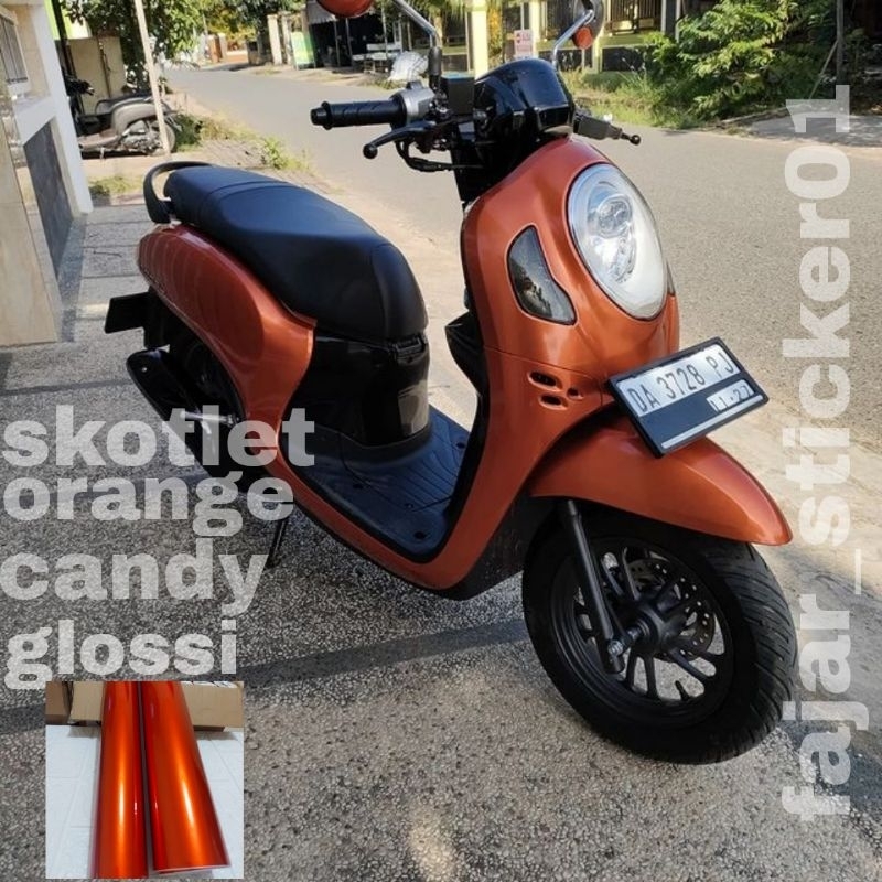 SKOTLET ORANGE CANDY GLOSSY SKOTLET STIKER MOTOR ORANGE CANDY GLOSSY STIKER SKOTLE MOTOR