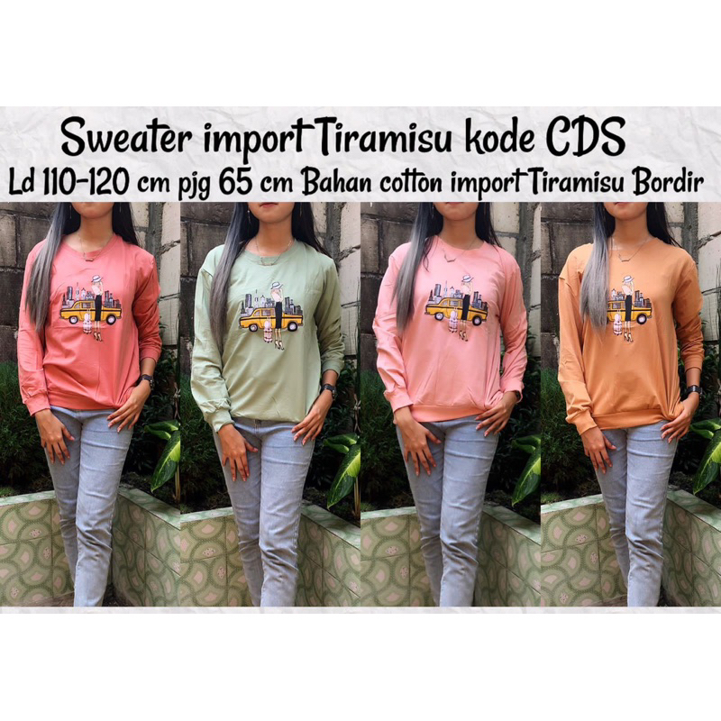 Sweater import tiramisu bordir premium