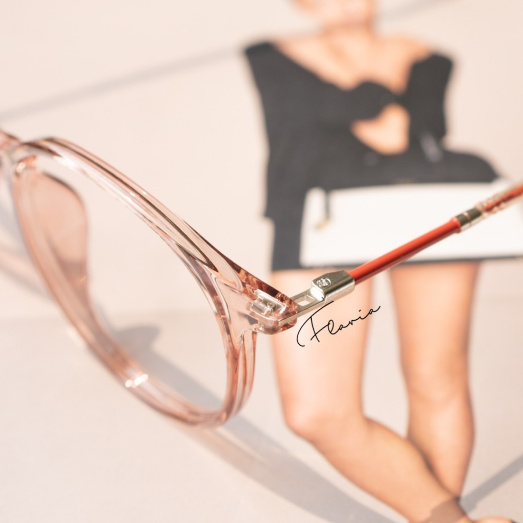 Flavia Eyewear - Kacamata Rose Round Plastic (custom minus, photochromic, blueray, bluechromic dan photobrown)