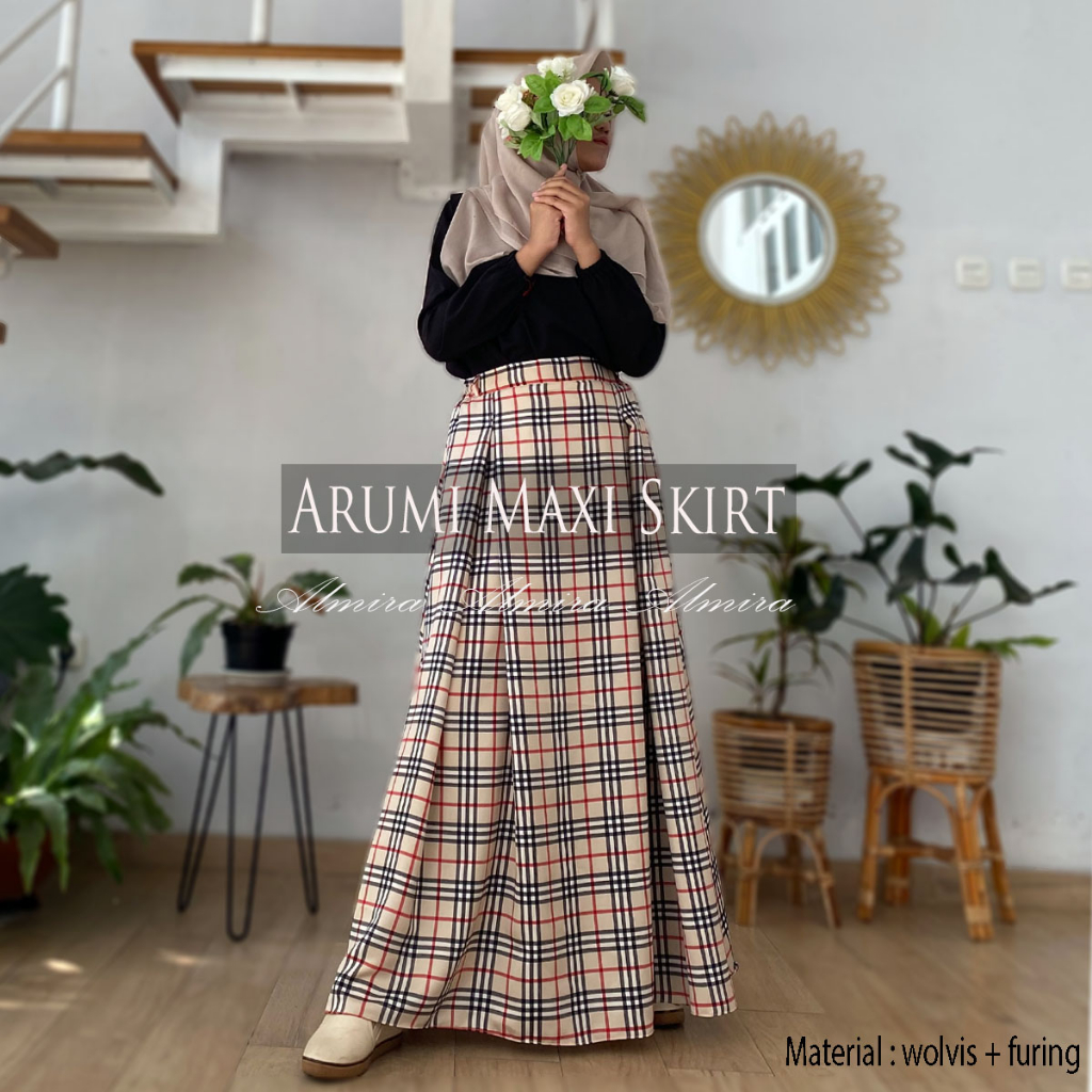 Rok Tartan Panjang Motif Kotak  Arumi Skirt Griyaraditya Almira