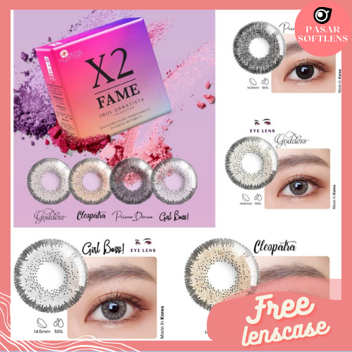 SOFTLENS X2 FAME INUL DARATISTA NORMAL &amp; MINUS -0.50 sd -3.00 FREE LENSCASE 14.5MM CLEOPATRA GODDESS GIRL BOSS PRIMA DONNA BY EXOTICON / Softlen Soflen Soflens