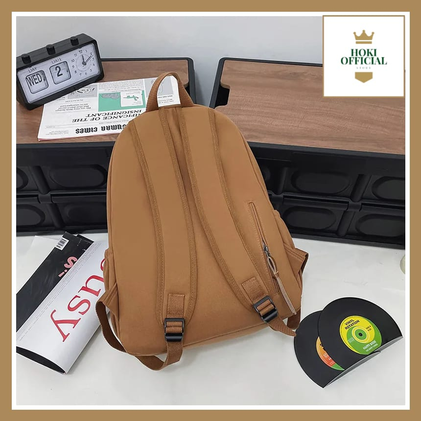 [COD] Ransel Wanita Pria Bahan Canvas Tas Sekolah Kapasitas besar Trendy Korean Style Ada Slot Laptop HokiOfficial